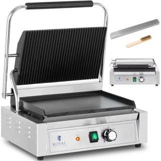 Grill kontaktowy elektryczny płyta gładka i ryflowana 33 x 22 cm 2200 W Royal Catering
