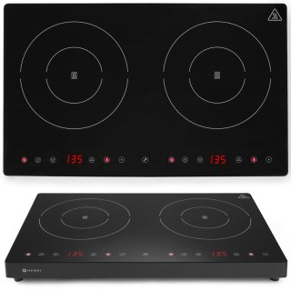 Kuchenka indukcyjna nastawna z panelem dotykowym 2 pola grzewcze Black Line śr. 22 cm 3500 W - Hendi 239414 Hendi