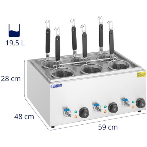 Makaroniarka warnik do gotowania makaronu z kranikami 6 koszy 3 x 6,5 l 3000 W Royal Catering