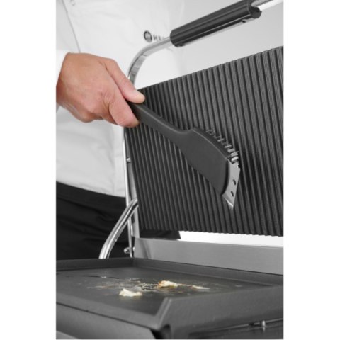 Szczotka czyścik ze skrobakiem do grilla rusztu BBQ stalowe włosie 70x310x85 mm - Hendi 525548 Hendi