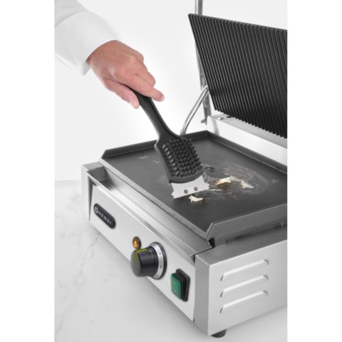 Szczotka czyścik ze skrobakiem do grilla rusztu BBQ stalowe włosie 70x310x85 mm - Hendi 525548 Hendi