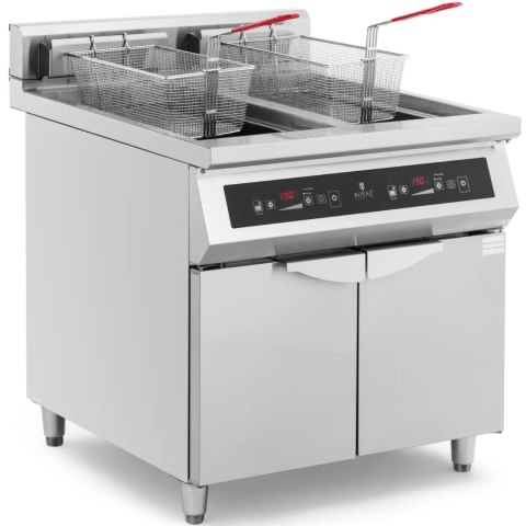 Frytownica indukcyjna podwójna z szafką 2 x 30 l 60-190 C 380 V 20000 W Royal Catering