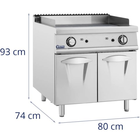 Grill gazowy podwójny ryflowany z szafką na propan / LPG / gaz ziemny 12 kW Royal Catering