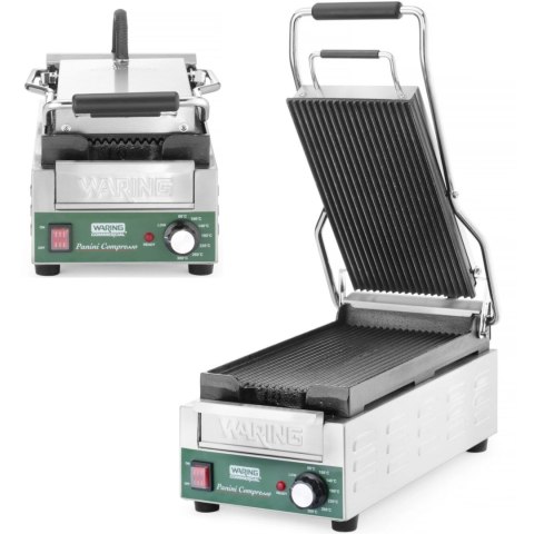 Grill kontaktowy ryflowany Panini Compresso Slimline 140 - 300 C 1800 W Hendi