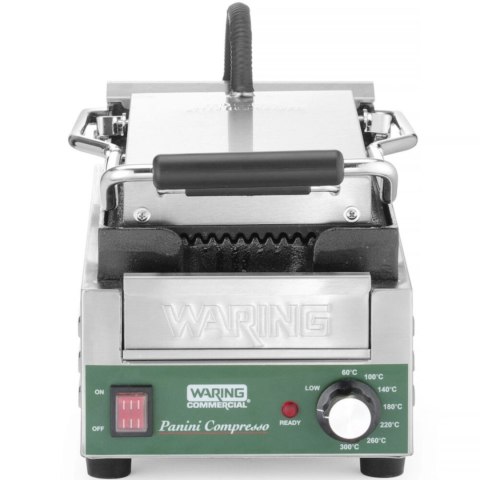 Grill kontaktowy ryflowany Panini Compresso Slimline 140 - 300 C 1800 W Hendi