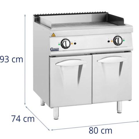 Grill płyta grillowa elektryczna podwójna ryflowana z szafką wolnostojąca 10.8 kW 400 V Royal Catering