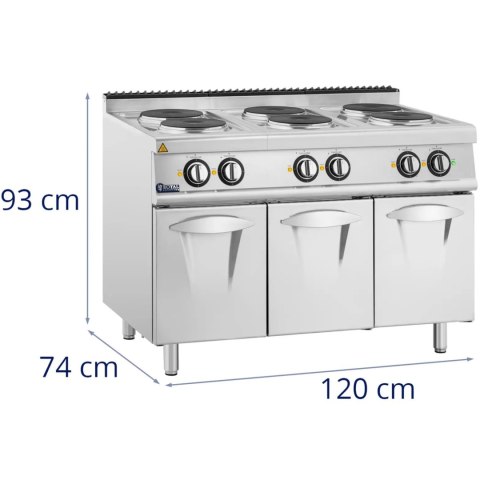 Kuchnia elektryczna wolnostojąca z szafką 6 pól grzewczych 15.6 kW 400 V Royal Catering