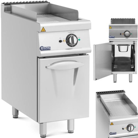 Płyta grillowa grill elektryczny ryflowany z szafką 33.5 x 55 cm 5.4 kW Royal Catering