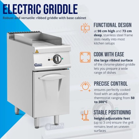 Płyta grillowa grill elektryczny ryflowany z szafką 33.5 x 55 cm 5.4 kW Royal Catering