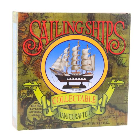 Model Kolekcjonerski Dekoracyjny Statek Żaglowiec Trójmasztowy Biały 24x23cm LEAN Toys