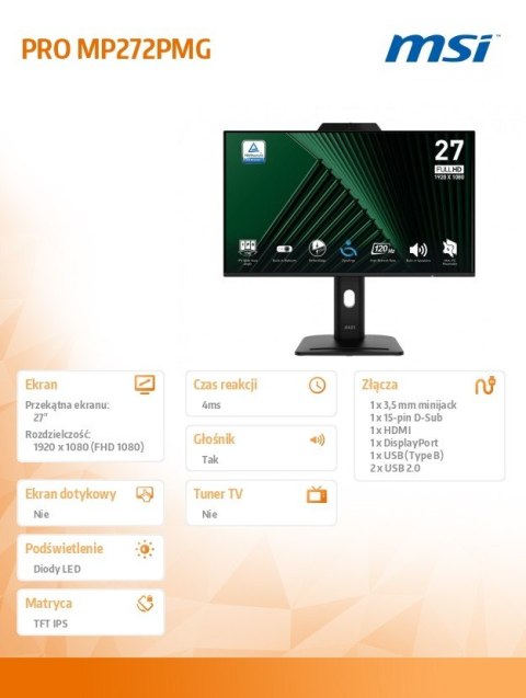 PRO MP272PMG LED/FHD/Flat/120Hz/czarny MSI
