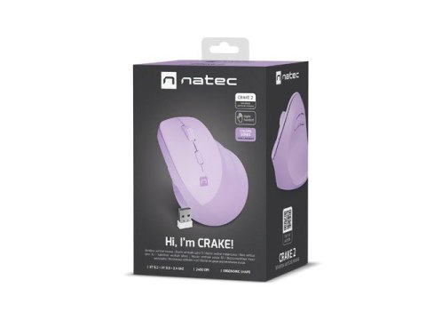 Mysz bezprzewodowa wertykalna Crake 2 Pure Lavender Natec
