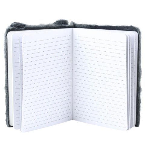 Pluszowy Zeszyt Notatnik W Linie Lisek Szary A5 80 Kartek LEAN
