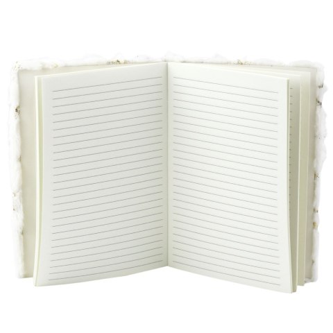 Pluszowy Zeszyt Notatnik W Linie Złote Gwiazdki Biały A5 80 Kartek LEAN