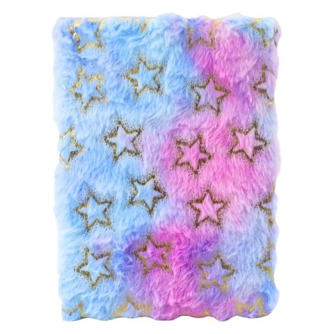 Pluszowy Zeszyt Notatnik W Linie Złote Gwiazdki Pastelowy A5 80 Kartek LEAN