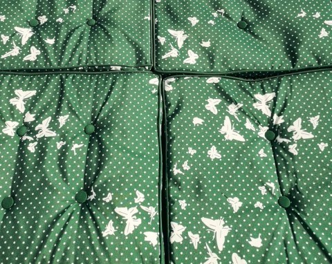 Duża Huśtawka ogrodowa 4-osobowa Zielone Motyle + Tekstylina + Daszek + Regulowane siedzisko + 4 Poduszki