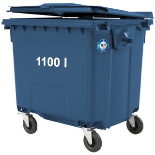 Kontener pojemnik na odpady śmieci komunalne PZH EN 840-2 DIN 1100L - niebieski GSG24