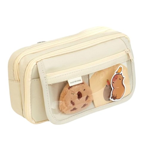 Piórnik Szkolny Dwukomorowy Z Kieszonkami Akcesoria Kapibara 21x12 cm LEAN