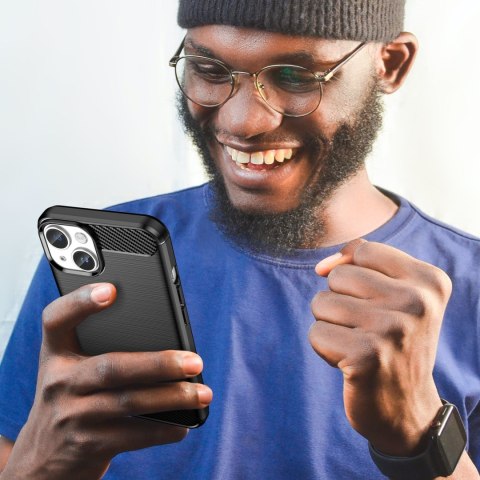 Etui elastyczny żelowy pokrowiec na tył plecki do iPhone 14 Plus Carbon Case - czarny HURTEL