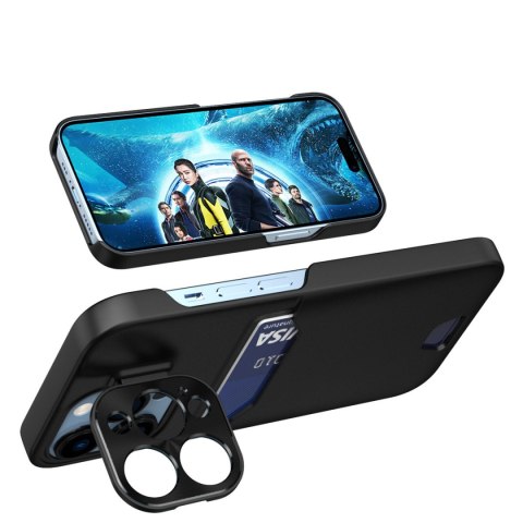 Etui pokrowiec portfel na kartę z podstawką na Samsung Galaxy S23 Leather Stand Case - czarne HURTEL