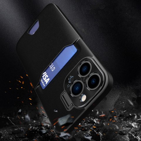 Etui pokrowiec portfel na kartę z podstawką na Samsung Galaxy S23 Leather Stand Case - czarne HURTEL