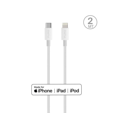 Kabel przewód do Apple z MFI USB-C - iPhone Lightning 2.4A 2m - biały PURO