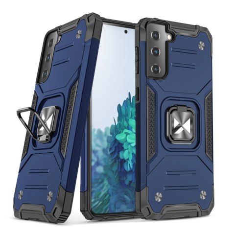Pancerne hybrydowe etui z magnetycznym uchwytem do Samsung Galaxy S22+ Ring Armor - niebieski WOZINSKY