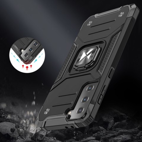 Pancerne hybrydowe etui z magnetycznym uchwytem do Samsung Galaxy S22+ Ring Armor - niebieski WOZINSKY