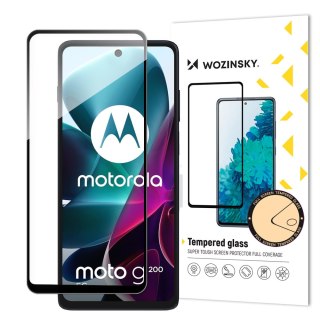 Szkło hartowane do Motorola Moto G200 5G 9H na cały ekran z czarną ramką Tempered Glass HURTEL