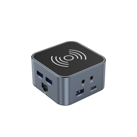 12w1 Hub z ładowarką bezprzewodową USB-A USB-C HDMI RJ45 SD TF mini jack - szary WOZINSKY