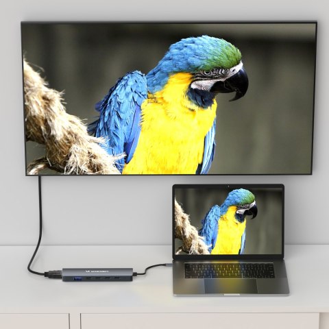 6w1 Hub rozdzielacz USB-A USB-C DisplayPort HDMI - szary WOZINSKY