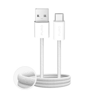 Kabel przewód USB-A - USB-C w oplocie Fabrik 2.0 10W 1.5 m - biały PURO