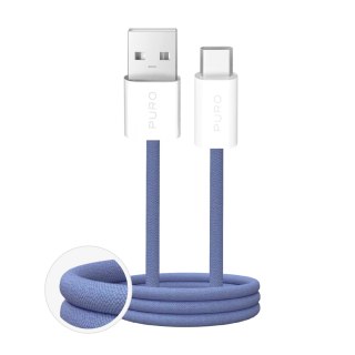Kabel przewód USB-A - USB-C w oplocie Fabrik 2.0 10W 1.5 m - niebieski PURO