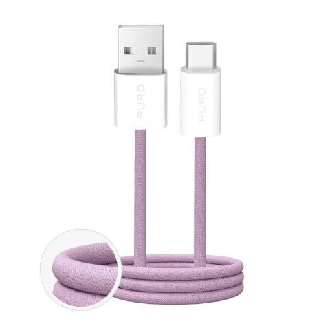 Kabel przewód USB-A - USB-C w oplocie Fabrik 2.0 10W 1.5 m - różowy PURO