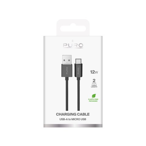 Kabel przewód USB-A - microUSB TPE 12W 2m - czarny PURO