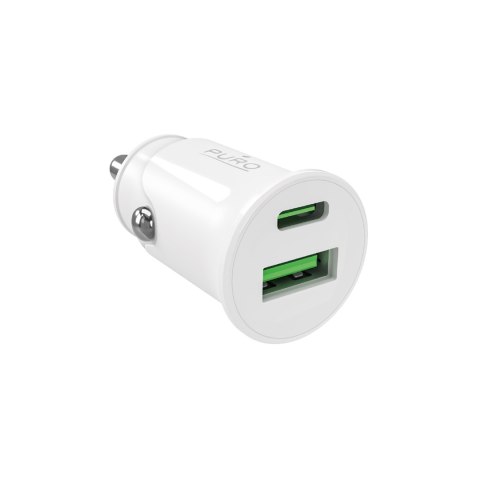 Ładowarka samochodowa USB-A USB-C Power Delivery 20W - biała PURO