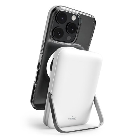 Powerbank bezprzewodowy 10000mAh USB-C MagSafe z podstawką - biały PURO