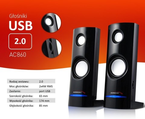Głośniki komputerowe 8W USB AC860 Audiocore