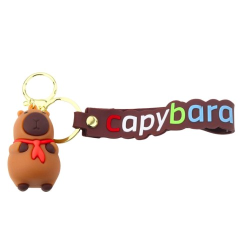 Brelok Figurka Kapibara Z Czerwoną Chustką Zawieszka Karabińczyk Kółko LEAN TOYS