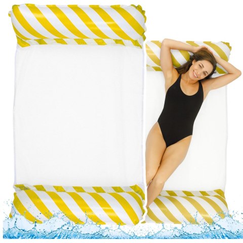 Dmuchany Hamak Wodny Materac Leżak Biało-Żółty 120x70cm LEAN