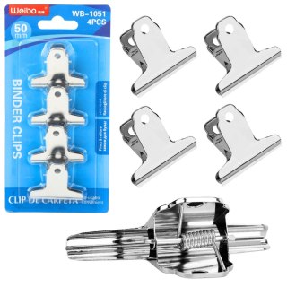 Zestaw Metalowych Klipsów Spinaczy Biurowych 4szt 50mm LEAN