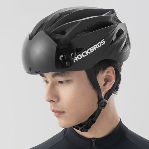 Kask rowerowy z szybką odpinanymi okularami z filtrem UV unisex - czarno brązowy ROCKBROS