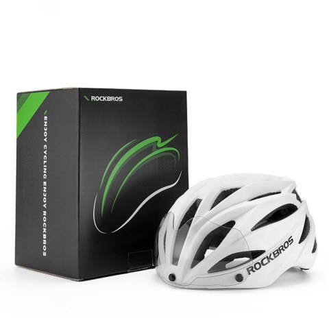 Kask rowerowy z szybką odpinanymi okularami z filtrem UV unisex - czarno brązowy ROCKBROS