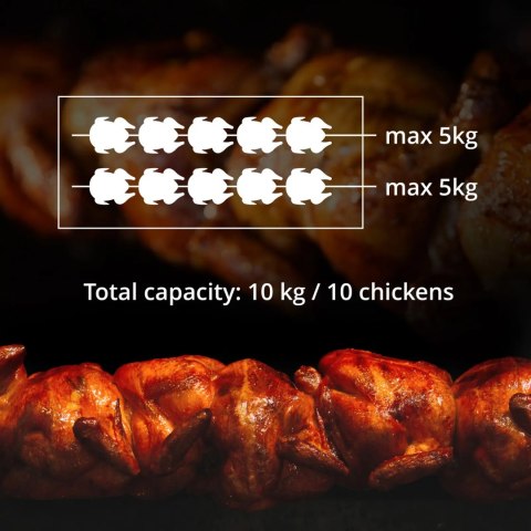 Rożen gazowy opiekacz do 10 kurczaków 2 szpikulce propan-butan 10 kW Royal Catering