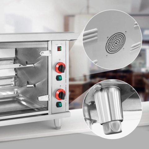 Rożen gazowy opiekacz do 10 kurczaków 2 szpikulce propan-butan 10 kW Royal Catering