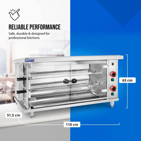 Rożen gazowy opiekacz do 10 kurczaków 2 szpikulce propan-butan 10 kW Royal Catering