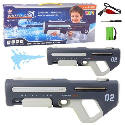Elektryczny Automatyczny Pistolet Karabin Na Wodę Szary 42cm LEAN Toys