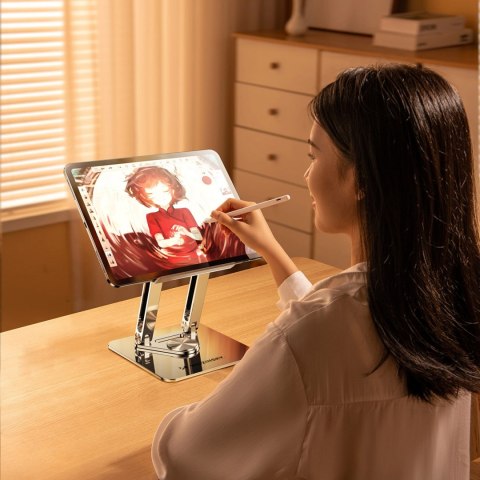 ZESTAW Podstawka pod laptopa aluminiowa 360 + podstawka do smartfona - srebrna WOZINSKY