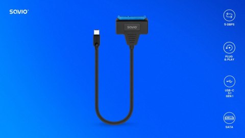 Adapter USB-C 3.1 Gen 1 (M) - SATA (F) do dysków 2.5 cala, AK-69 Savio