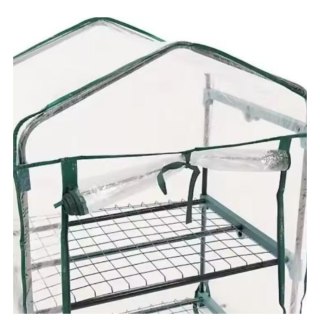 Mini Szklarnia Balkonowa Ogrodowa 4 Półki Metalowe Folia PVC 69 x 49 x 157cm LEAN